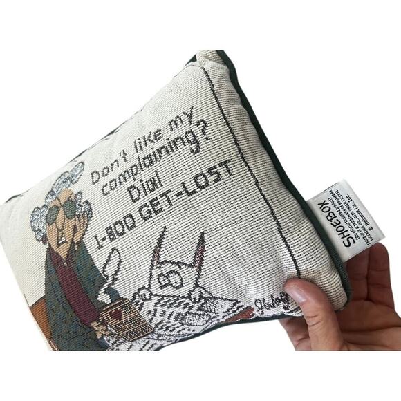 Shoebox cranky grandma funny pillow 8 x 11 knit green and white - Picture 2 of 9